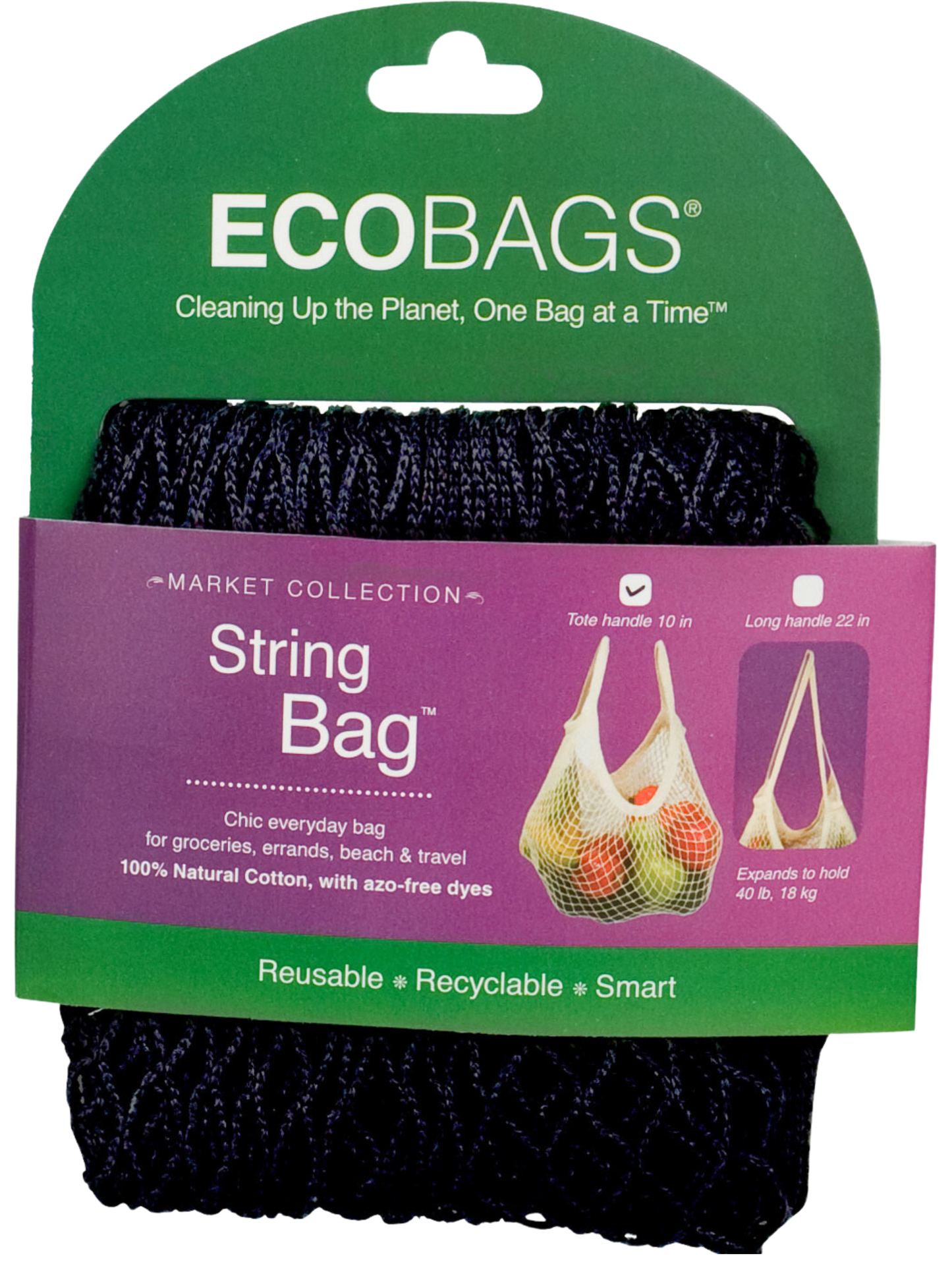 stock image of packaged string bag in black