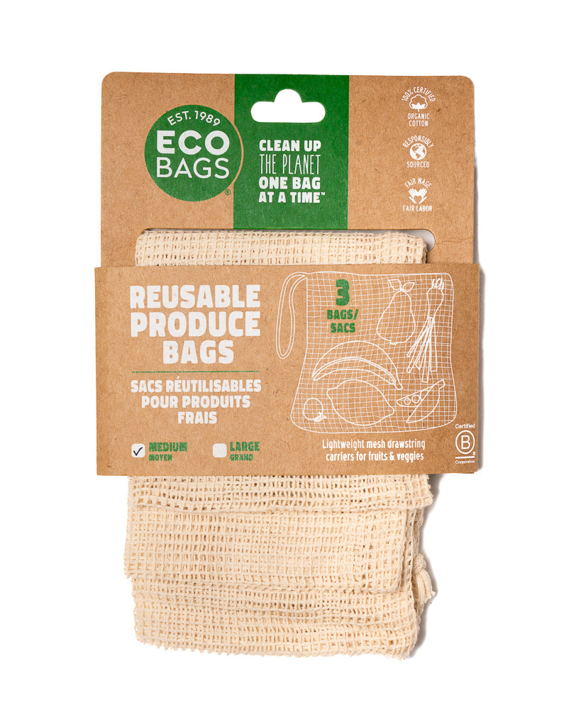 Organic Mesh Drawstring Bag Set Of 3 - Medium.