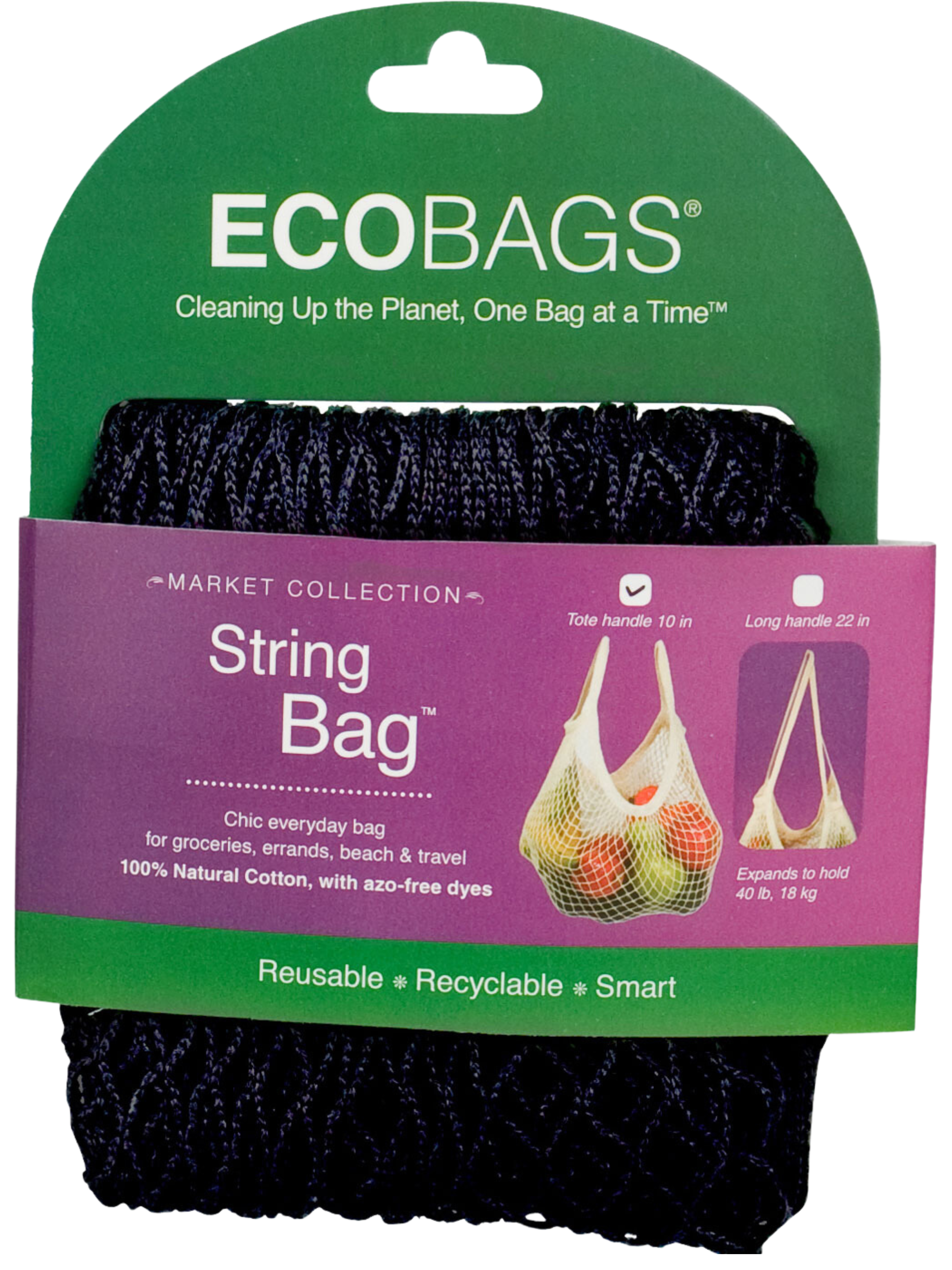 stock image of packaged string bag in black