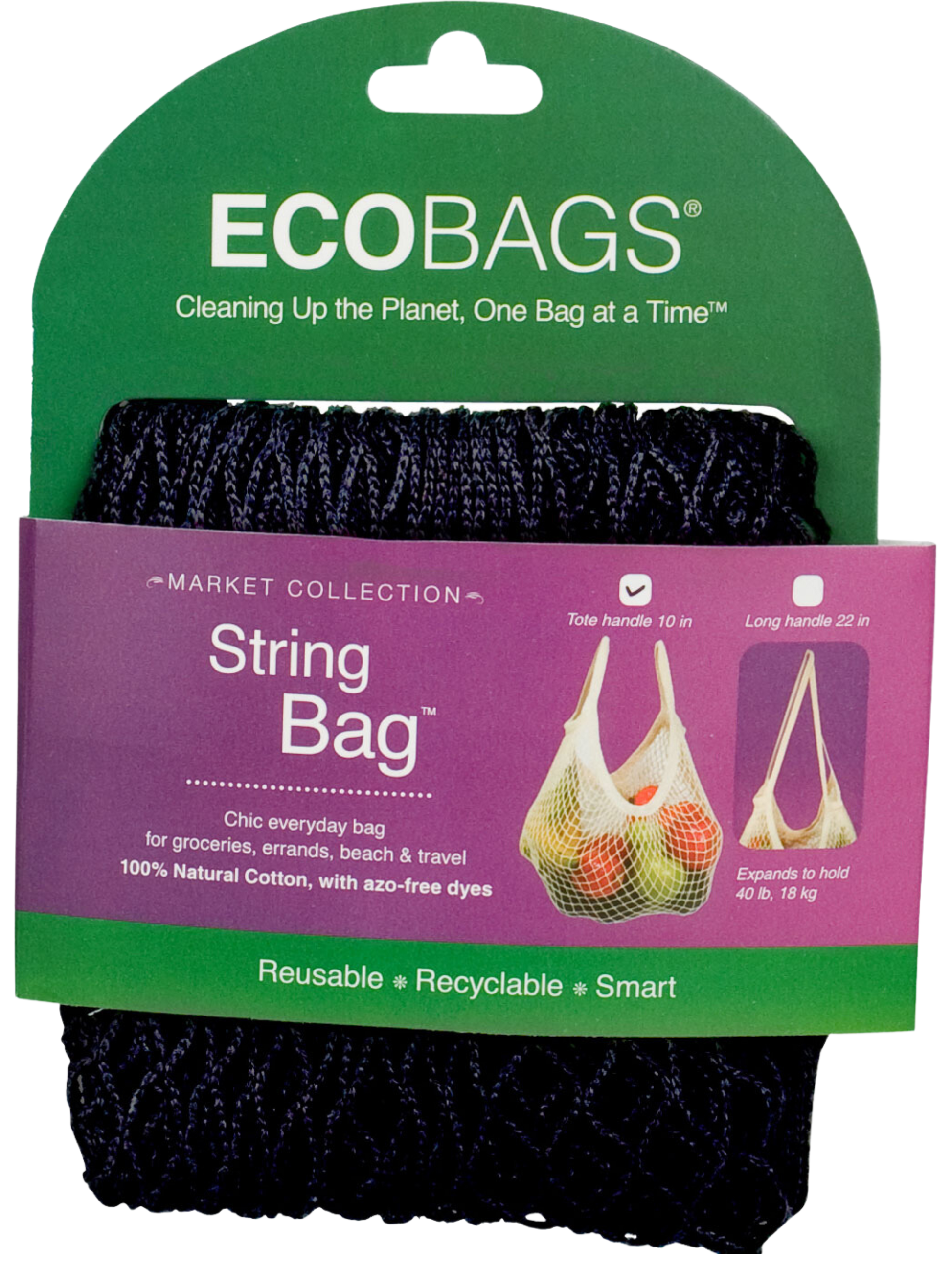 stock image of packaged string bag in black