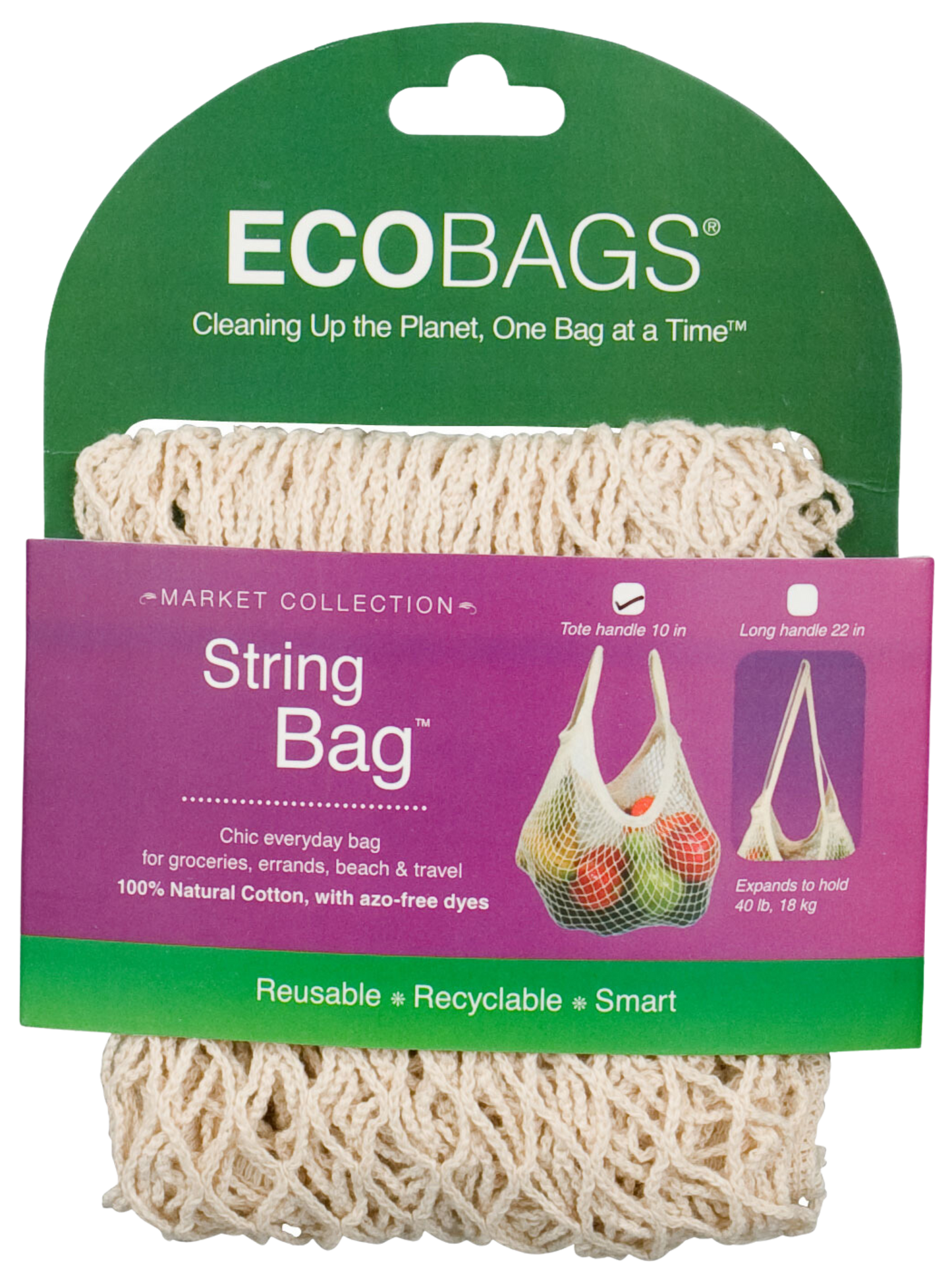 stock image of packaged string bag in natural