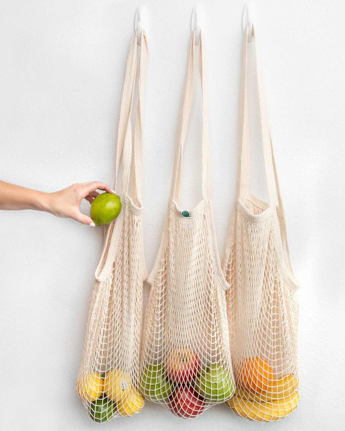 Stringed Bags Natural Cotton String Bag - Long Handle. – ECOBAGS