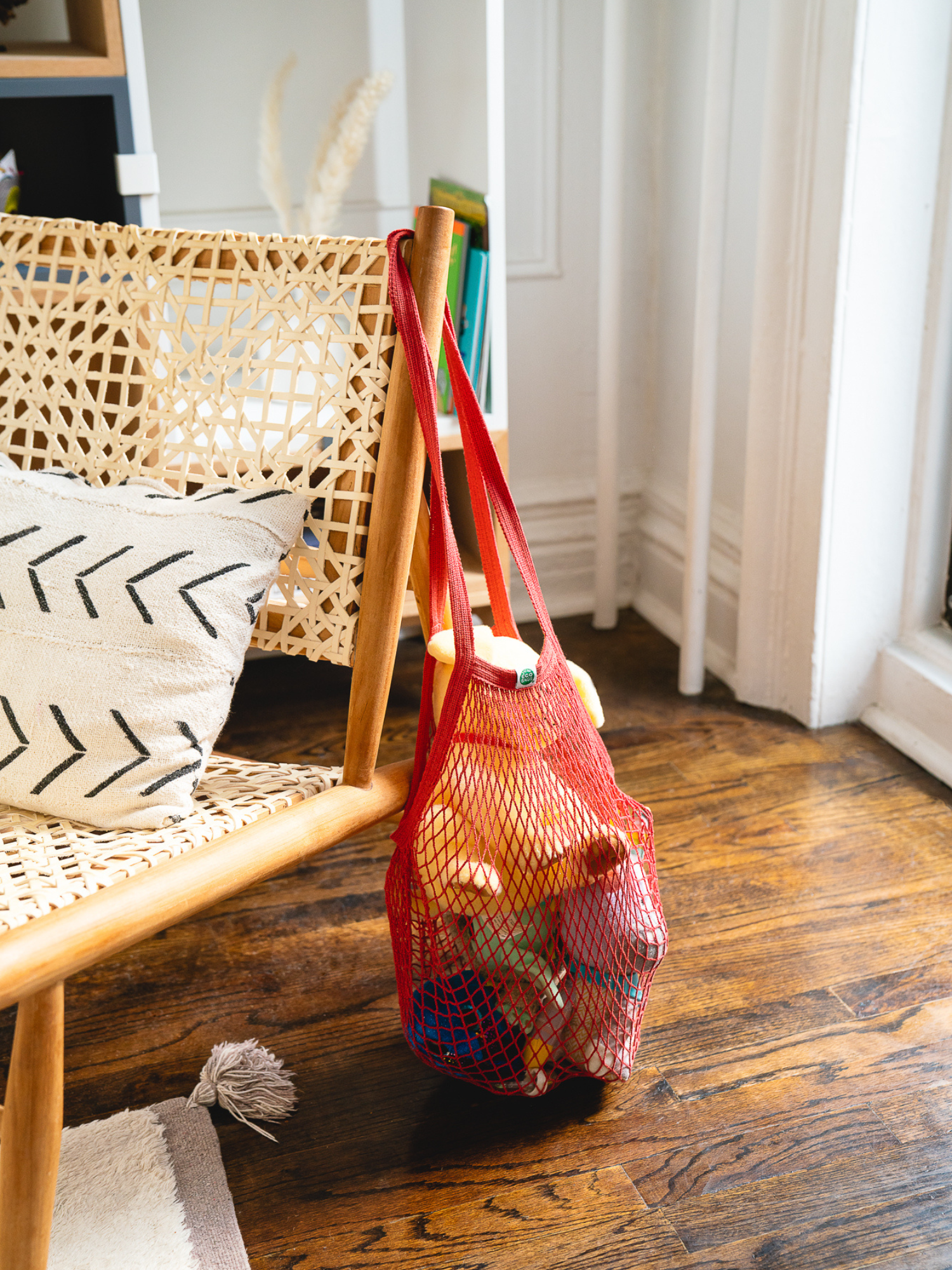 Packaged Natural Cotton String Bag - Long Handle.