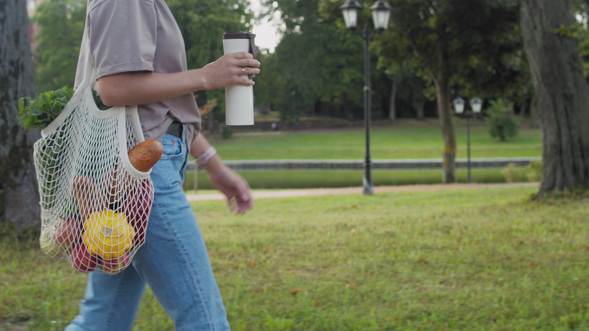 Long handle top string bag
