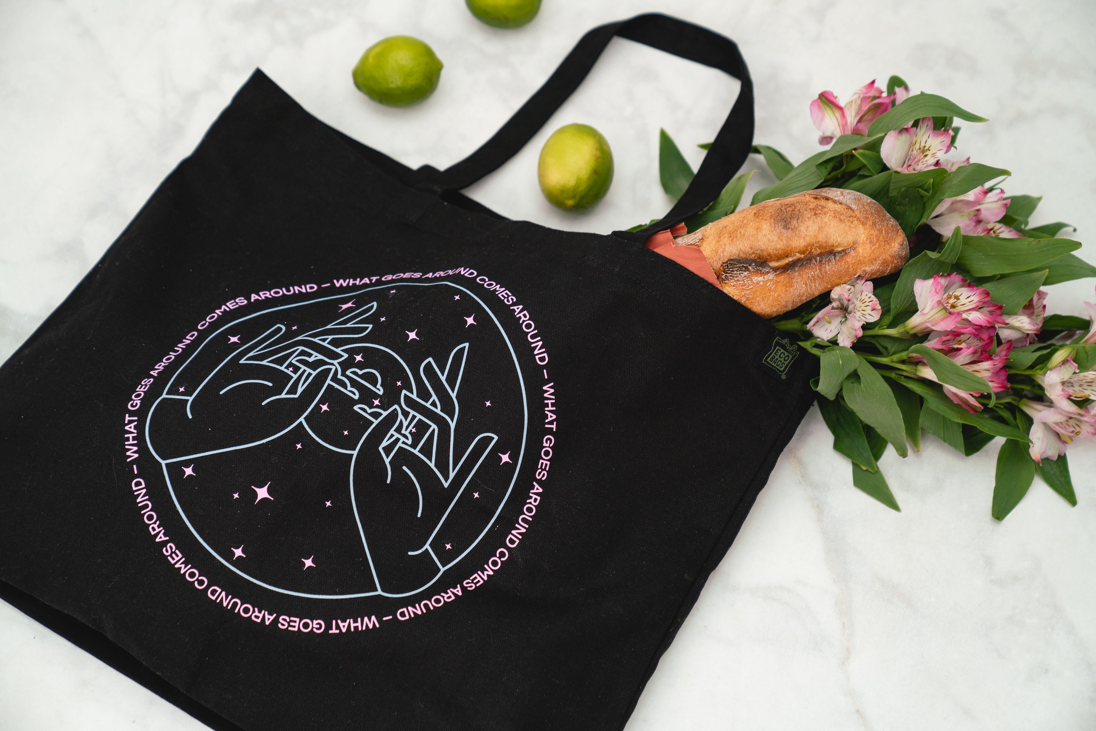 "What Goes Around" Printed Tote